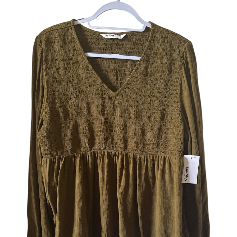 Sonoma Olive Smocked Blouse - Picture 4 of 4